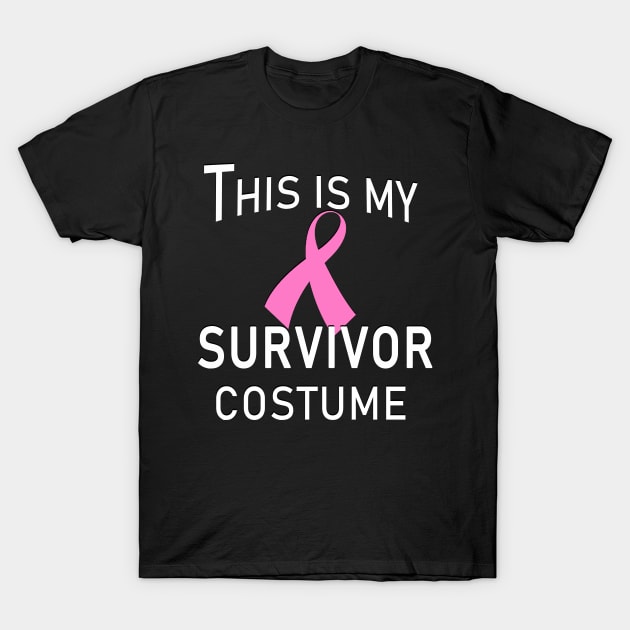 Breast Cancer Pink Ribbon Survivor Halloween Costume T-Shirt by Scarebaby